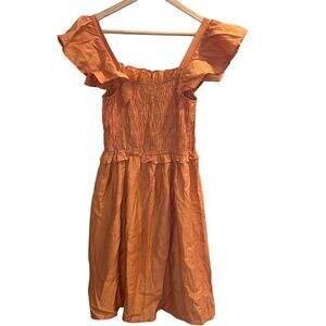 Moon River‎ Smocked Flutter Sleeve Midi Sleeve Dress Size S Peasant Milk Maid